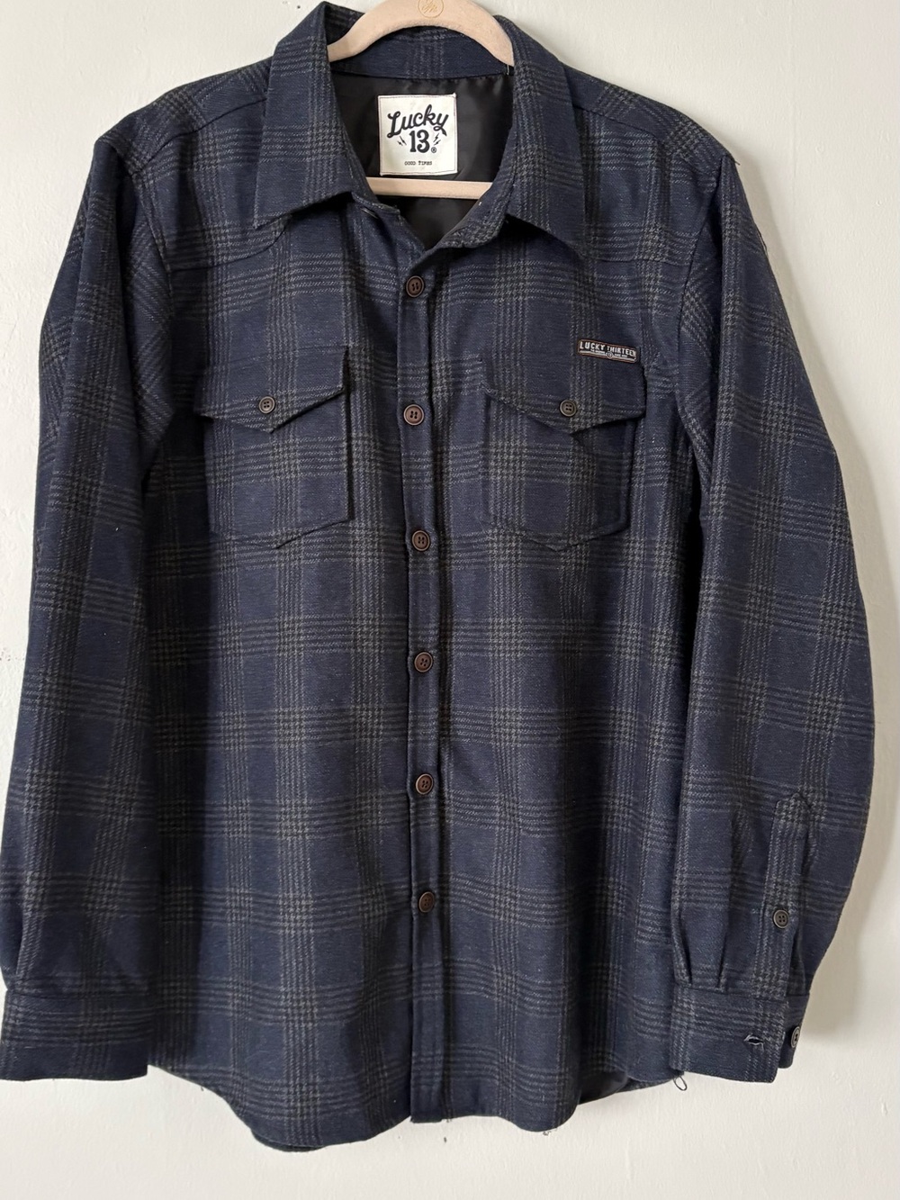Lucky 13 Navy Plaid Lightweight wool
 Jacket